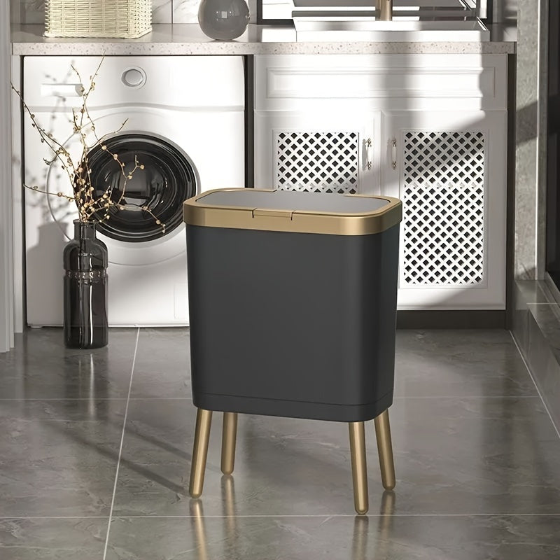 Modern Odour-Sealing Kitchen Trash Can with Elevated Legs | 15L Stylish Waste Bin for Home Organization
