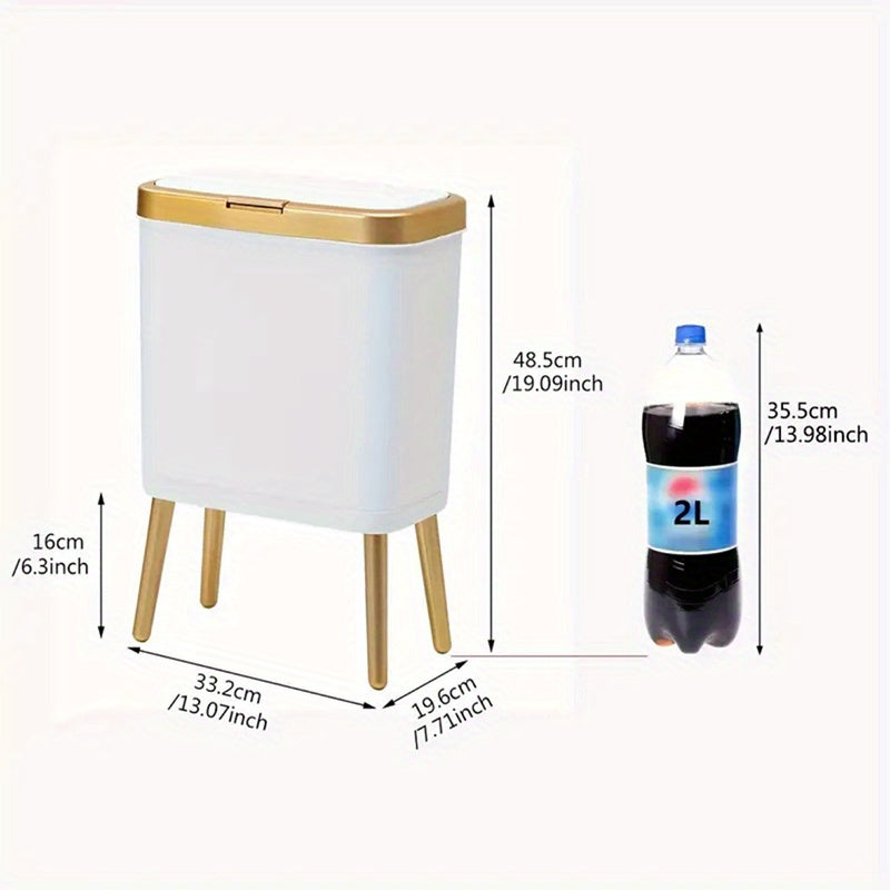 Modern Odour-Sealing Kitchen Trash Can with Elevated Legs | 15L Stylish Waste Bin for Home Organization