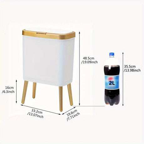 Modern Odour-Sealing Kitchen Trash Can with Elevated Legs | 15L Stylish Waste Bin for Home Organization