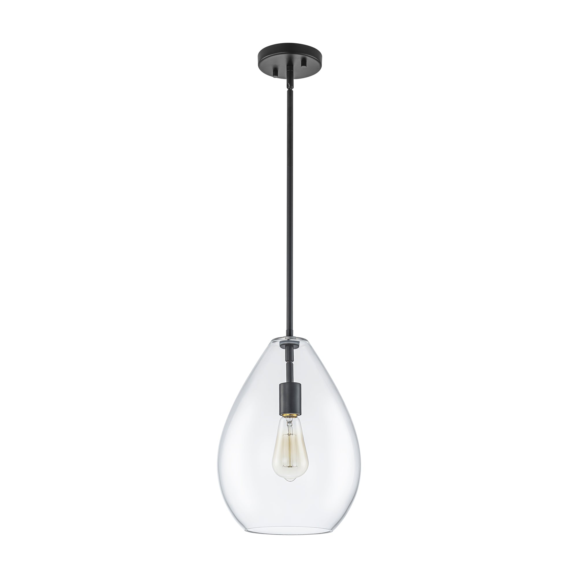 Modern Olive | Glass Pendant Light with Dimmable Shade | Adjustable Height for Kitchen Island Lighting