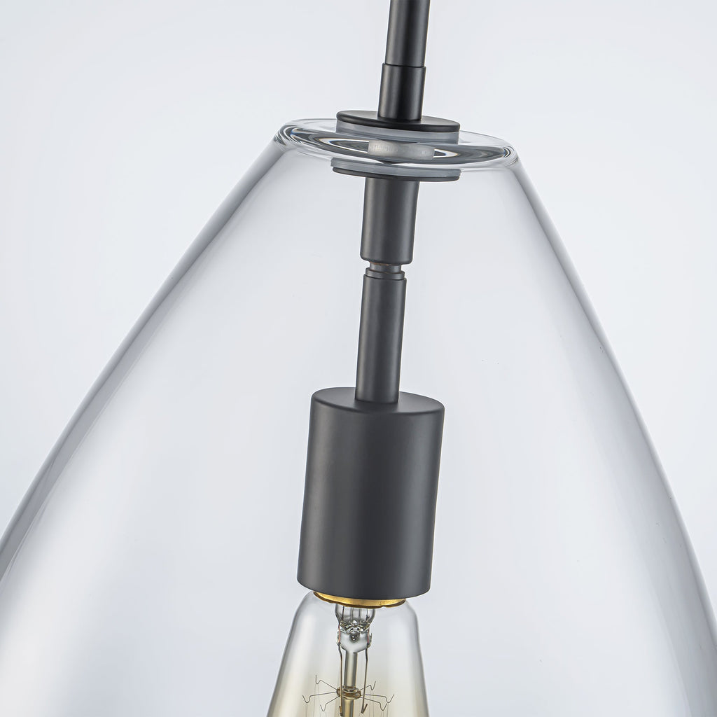 Modern Olive | Glass Pendant Light with Dimmable Shade | Adjustable Height for Kitchen Island Lighting