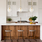 Modern Olive | Glass Pendant Light with Dimmable Shade | Adjustable Height for Kitchen Island Lighting