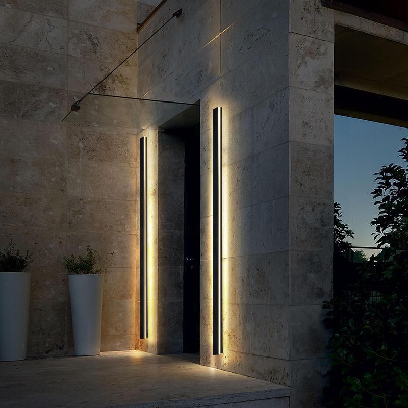 Modern Outdoor Wall Lights | Minimalist Linear Sconce with Integrated LED & Four Color Modes for Versatile Illumination