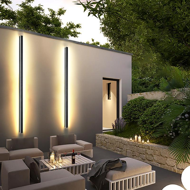 Modern Outdoor Wall Lights | Minimalist Linear Sconce with Integrated LED & Four Color Modes for Versatile Illumination