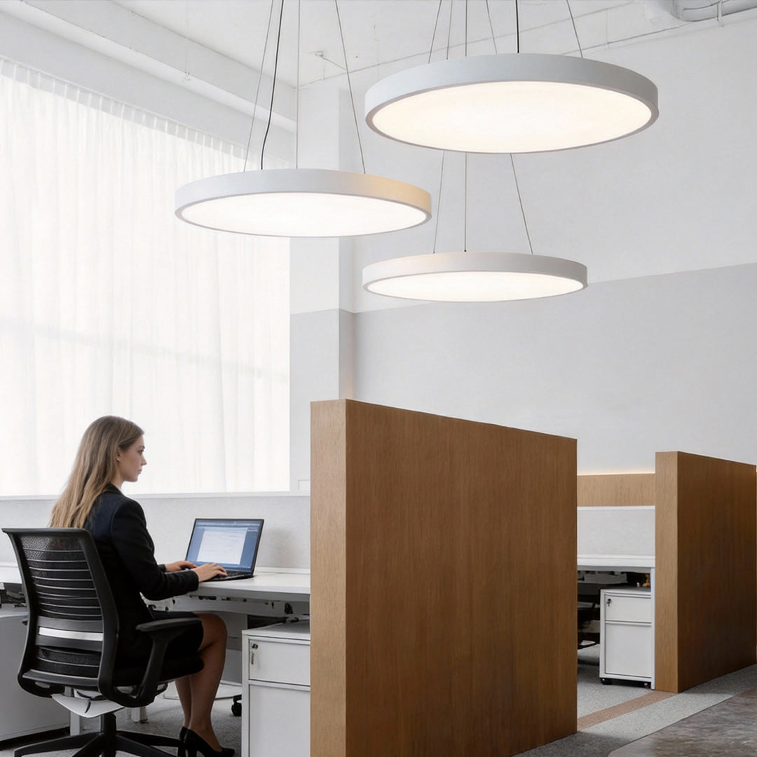 Modern Round Pendant Light | Adjustable Dimmable Ceiling Fixture with Floating Design | Versatile Kitchen Pendant Lighting for Efficient Illumination
