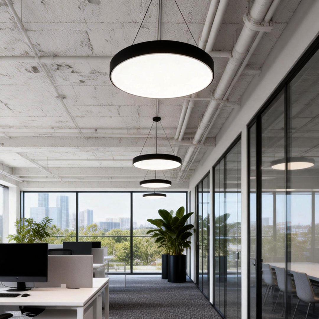 Modern Round Pendant Light | Adjustable Dimmable Ceiling Fixture with Floating Design | Versatile Kitchen Pendant Lighting for Efficient Illumination