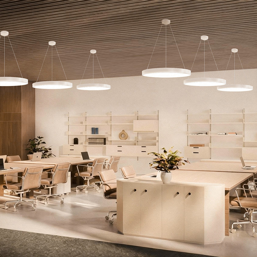 Modern Round Pendant Light | Adjustable Dimmable Ceiling Fixture with Floating Design | Versatile Kitchen Pendant Lighting for Efficient Illumination