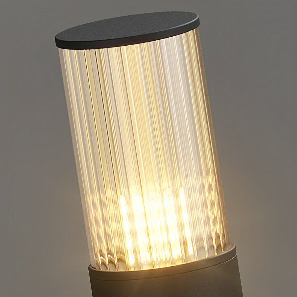 Tove garden bollard light reeded glass shade close-up