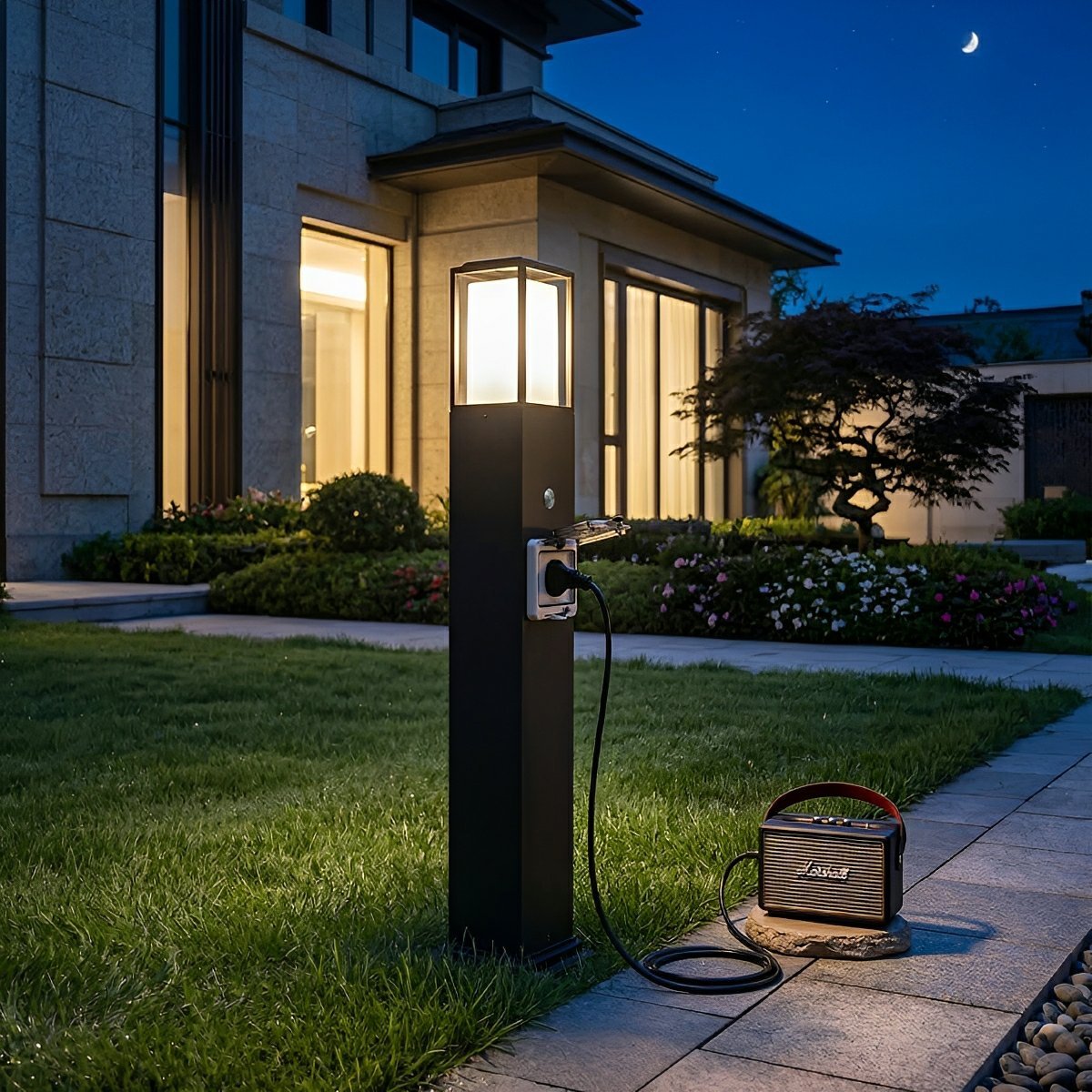 Waterproof Outdoor LED Path Lights with Built-In Power Socket