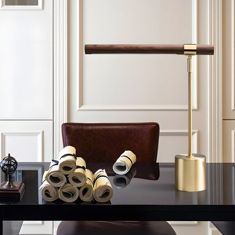 Modern Wood & Brass | LED Desk Lamp with Adjustable Color Temperature | Minimalist Design for Cozy Workspaces