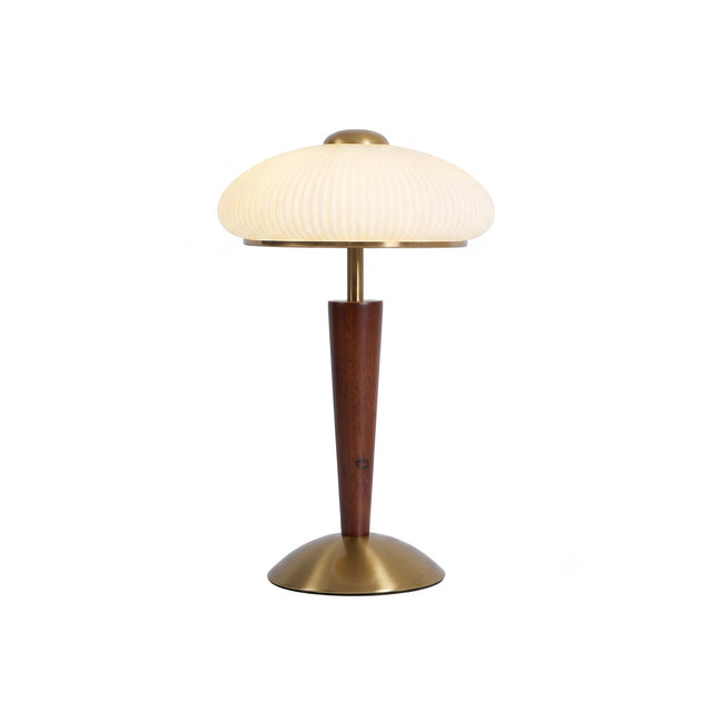 Herman walnut and gold table lamp