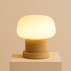 MushroomGlow | Serene Wooden Table Lamp with Glass Shade for Bedroom