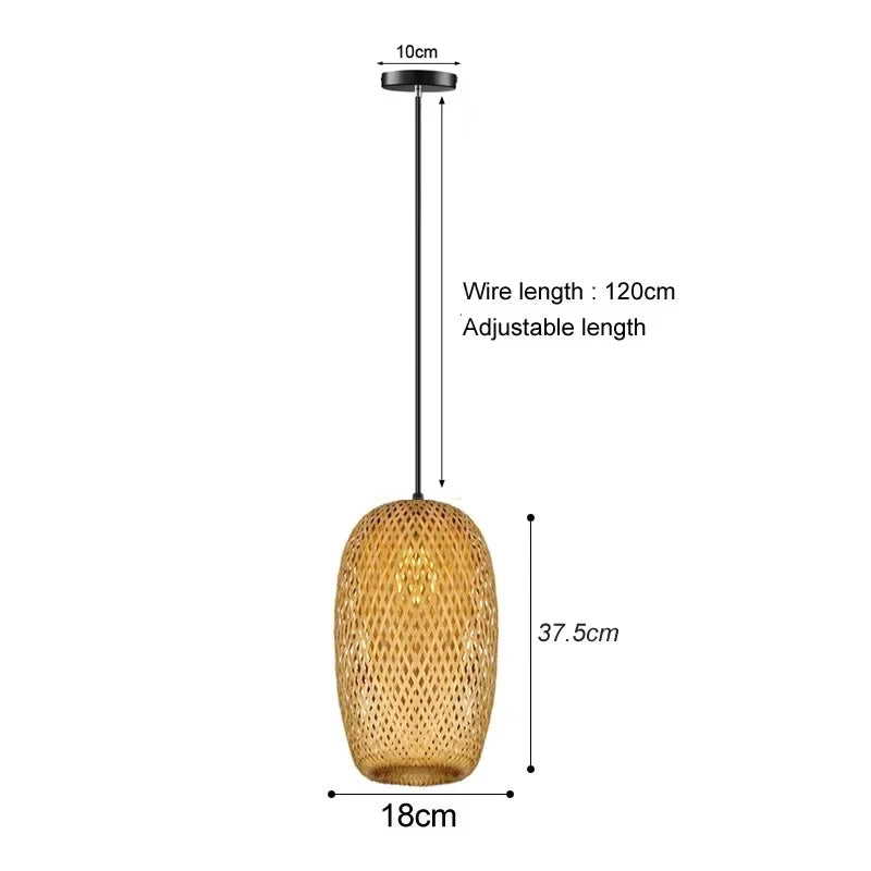 Pendelleuchte aus handgeflochtenem Bambus und Rattan