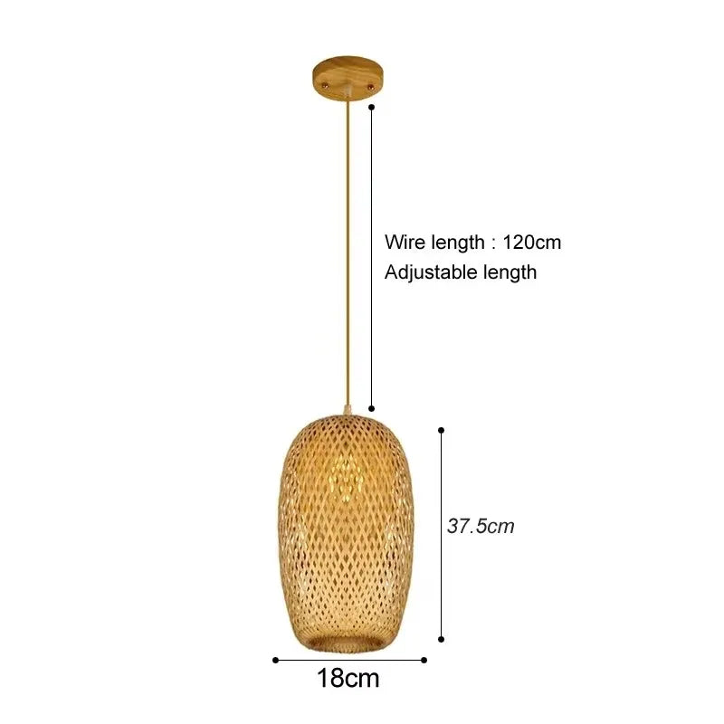 Pendelleuchte aus handgeflochtenem Bambus und Rattan