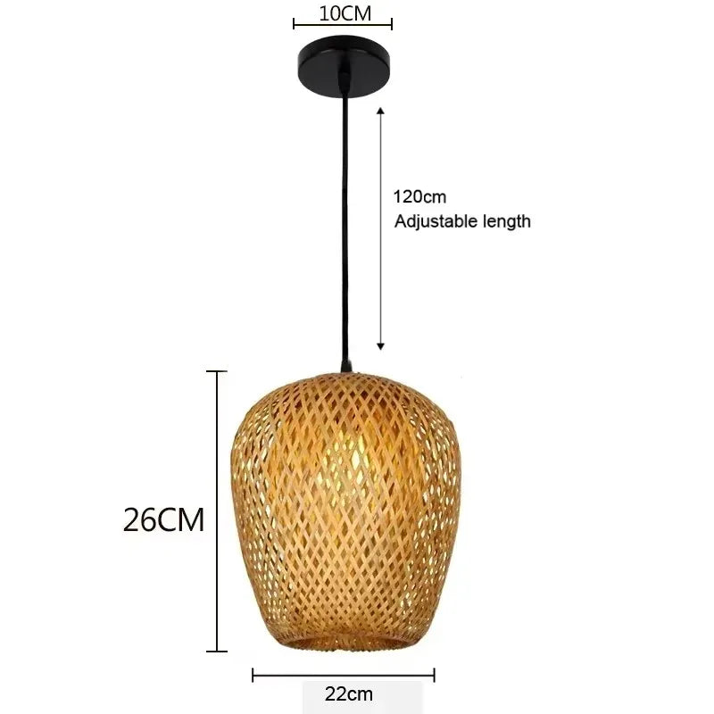 Pendelleuchte aus handgeflochtenem Bambus und Rattan
