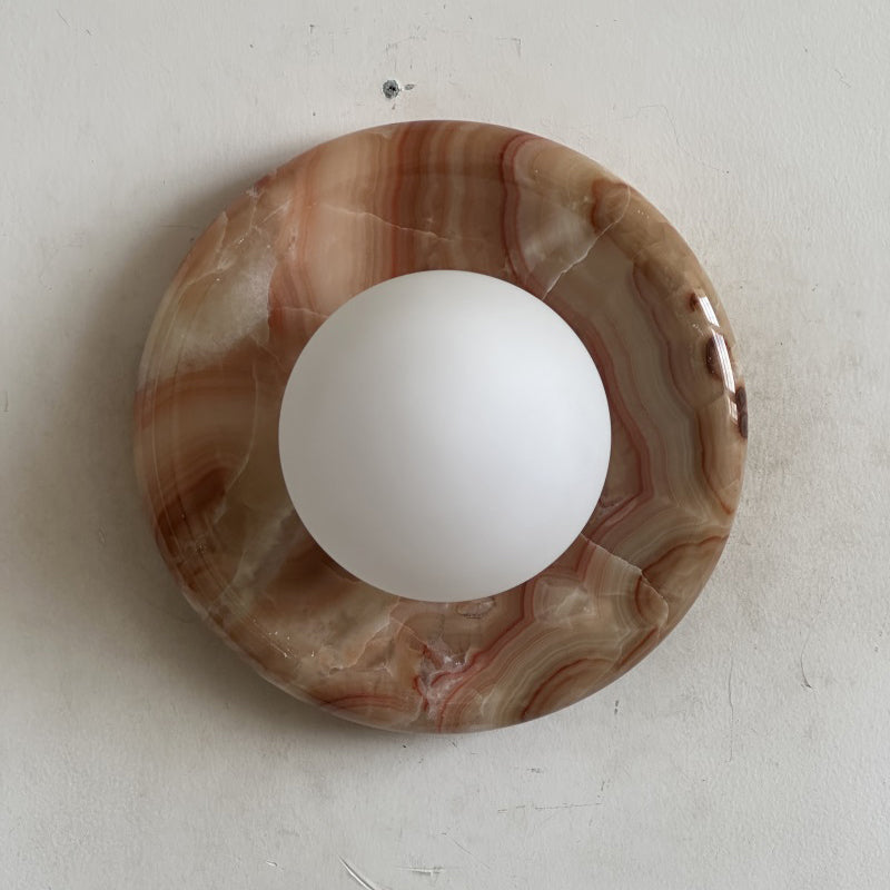 Orli Red Marble Wall Sconce - Elegant Stone Lighting Fixture
