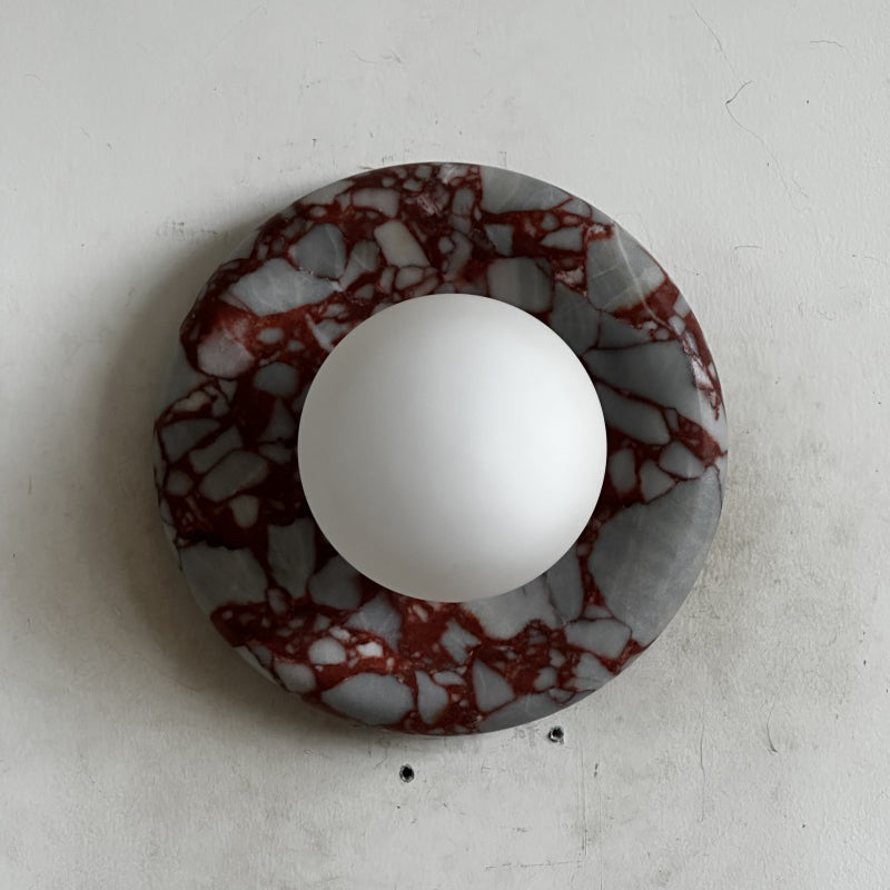 Orli Red Marble Wall Sconce - Elegant Stone Lighting Fixture
