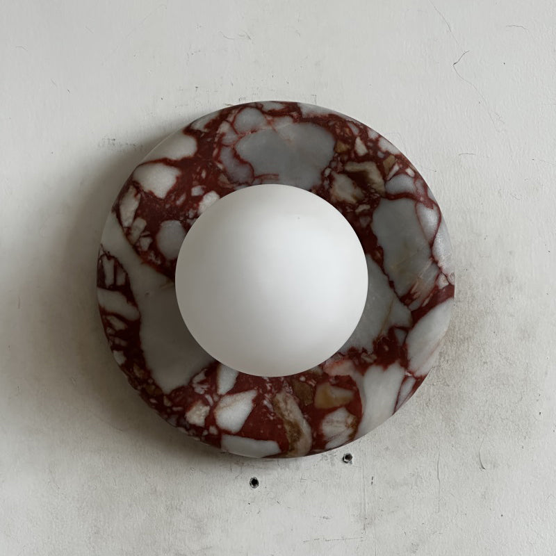 Orli Red Marble Wall Sconce - Elegant Stone Lighting Fixture