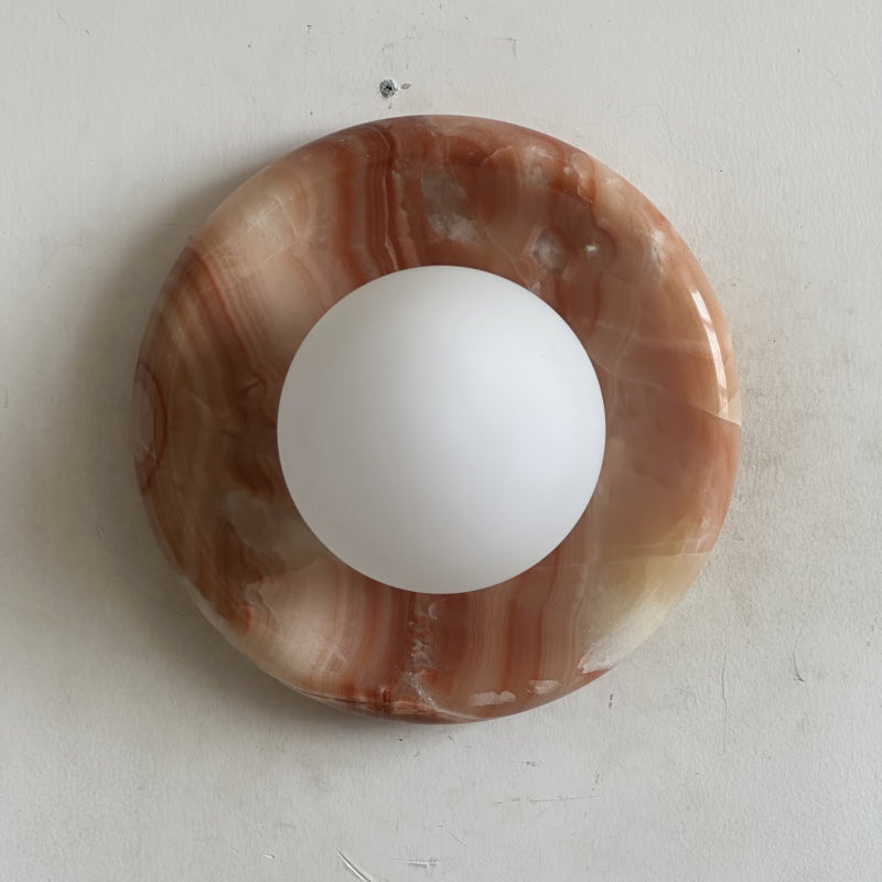 Orli Red Marble Wall Sconce - Elegant Stone Lighting Fixture