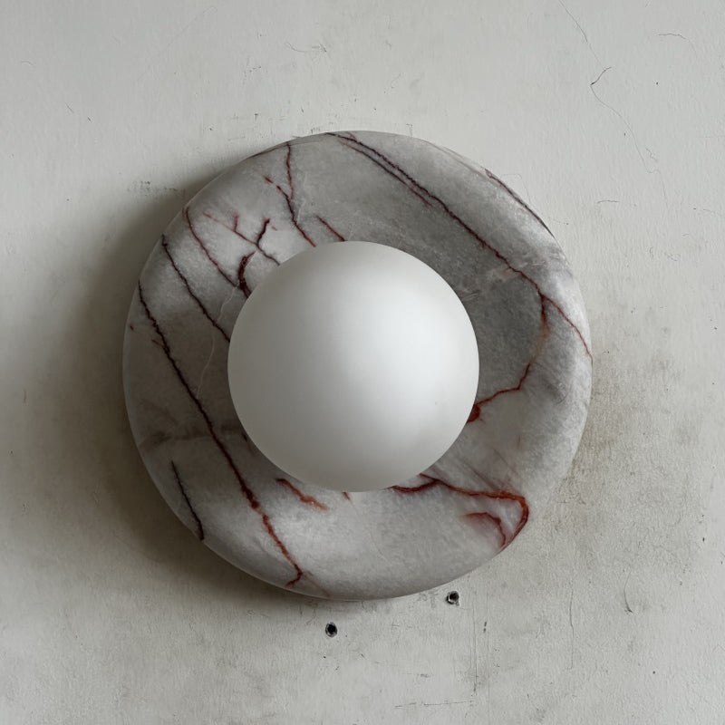 Orli Red Marble Wall Sconce - Elegant Stone Lighting Fixture
