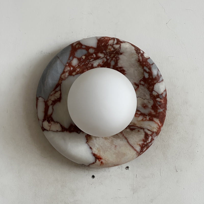Orli Red Marble Wall Sconce - Elegant Stone Lighting Fixture