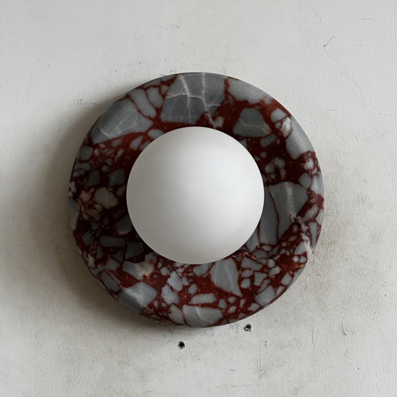 Orli Red Marble Wall Sconce - Elegant Stone Lighting Fixture