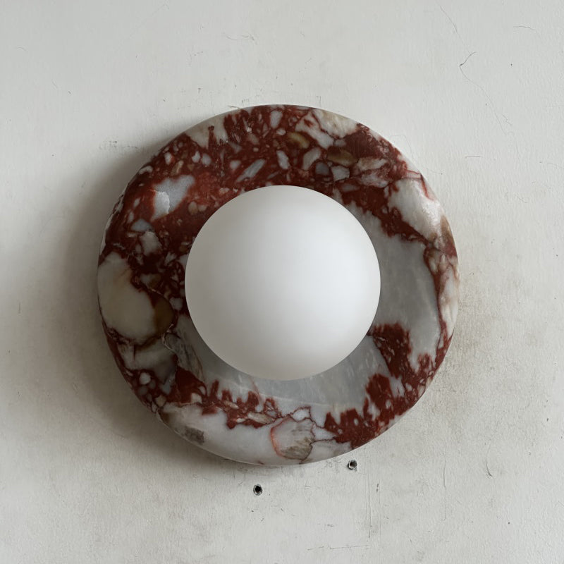 Orli Red Marble Wall Sconce - Elegant Stone Lighting Fixture