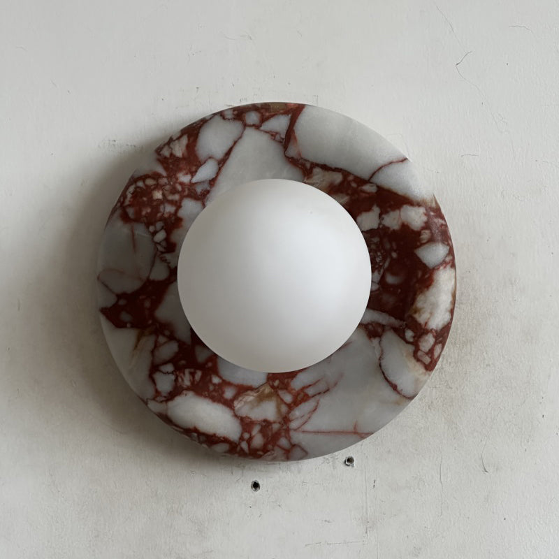 Orli Red Marble Wall Sconce - Elegant Stone Lighting Fixture
