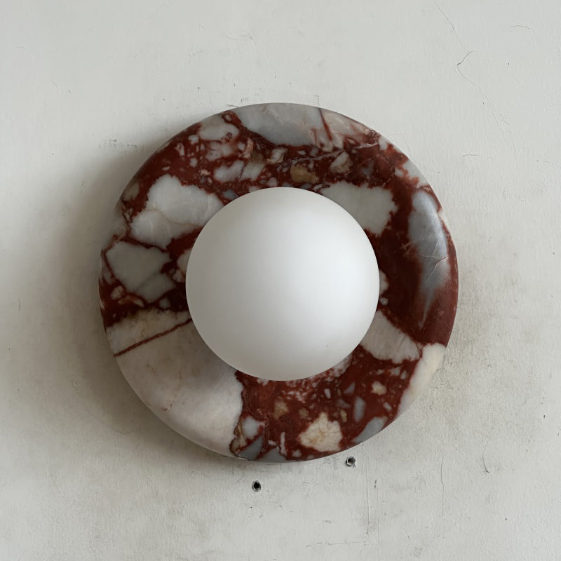 Orli Red Marble Wall Sconce - Elegant Stone Lighting Fixture