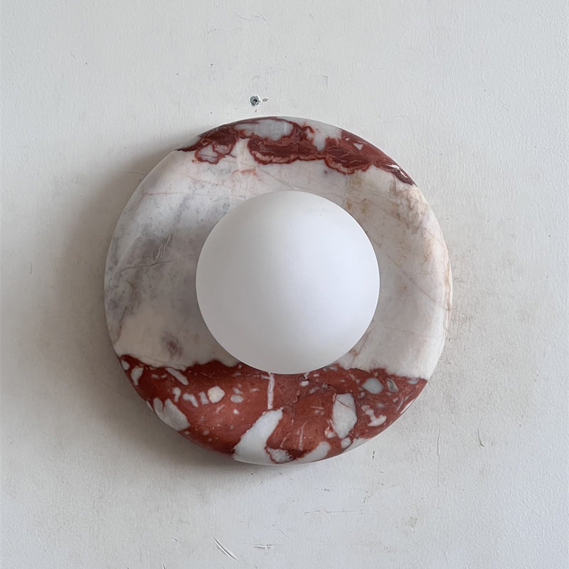 Orli Red Marble Wall Sconce - Elegant Stone Lighting Fixture