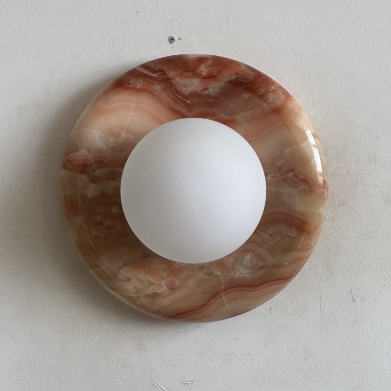 Orli Red Marble Wall Sconce - Elegant Stone Lighting Fixture
