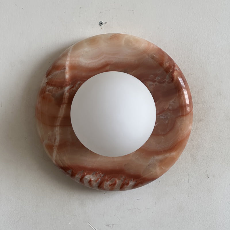 Orli Red Marble Wall Sconce - Elegant Stone Lighting Fixture