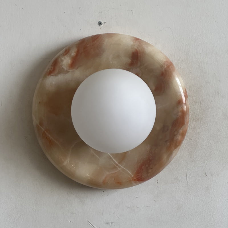 Orli Red Marble Wall Sconce - Elegant Stone Lighting Fixture