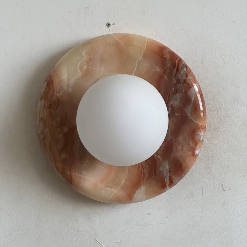 Orli Red Marble Wall Sconce - Elegant Stone Lighting Fixture