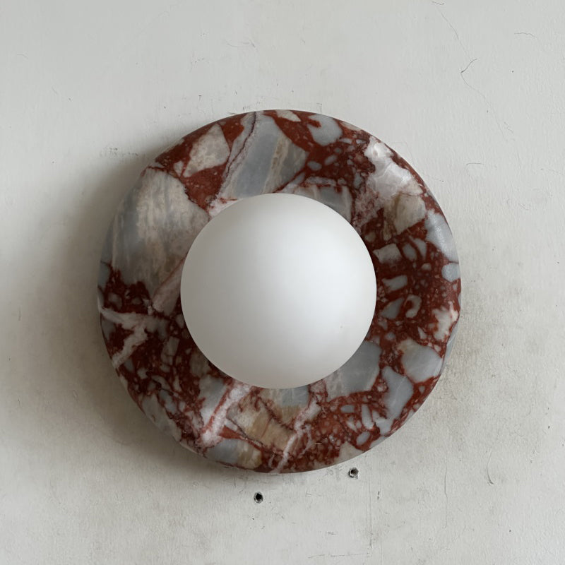 Orli Red Marble Wall Sconce - Elegant Stone Lighting Fixture