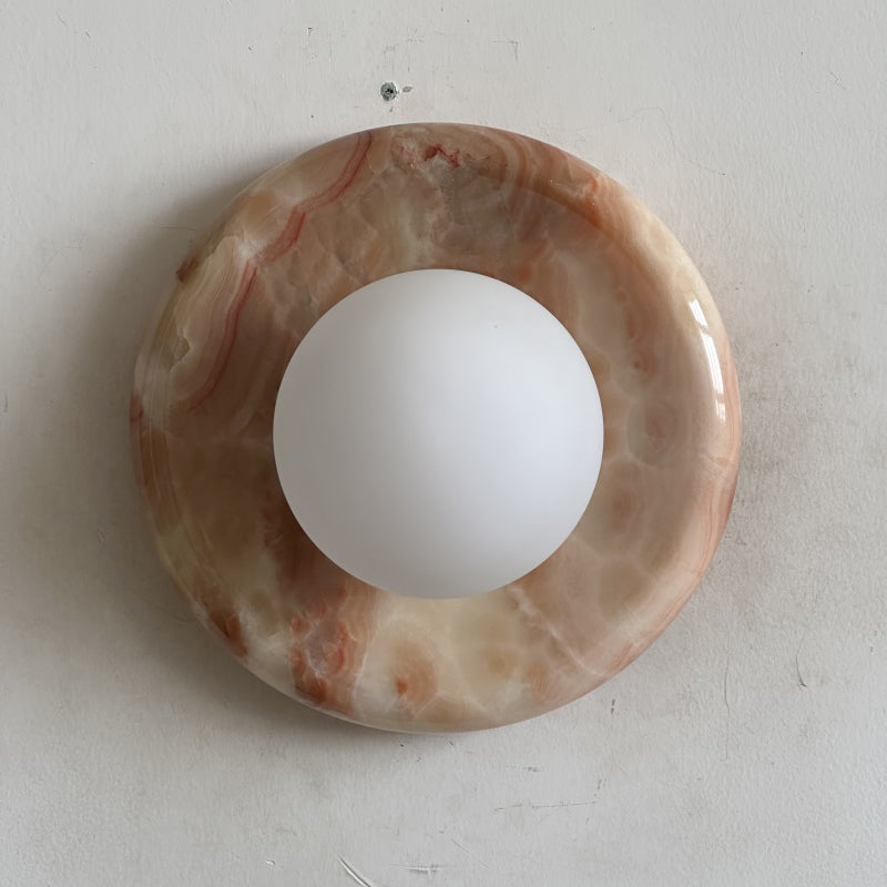 Orli Red Marble Wall Sconce - Elegant Stone Lighting Fixture