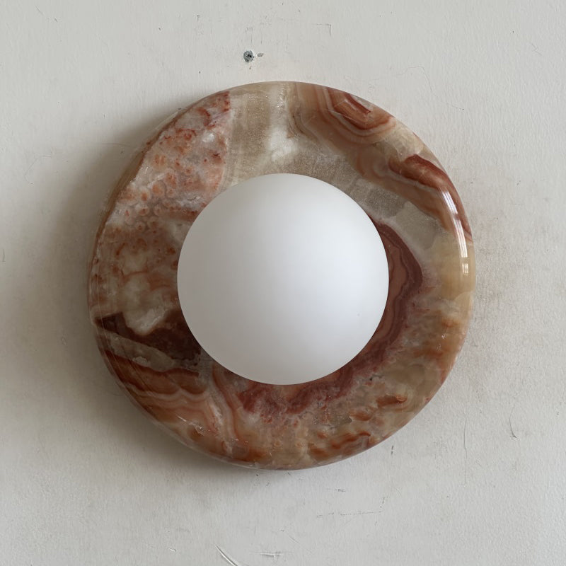 Orli Red Marble Wall Sconce - Elegant Stone Lighting Fixture