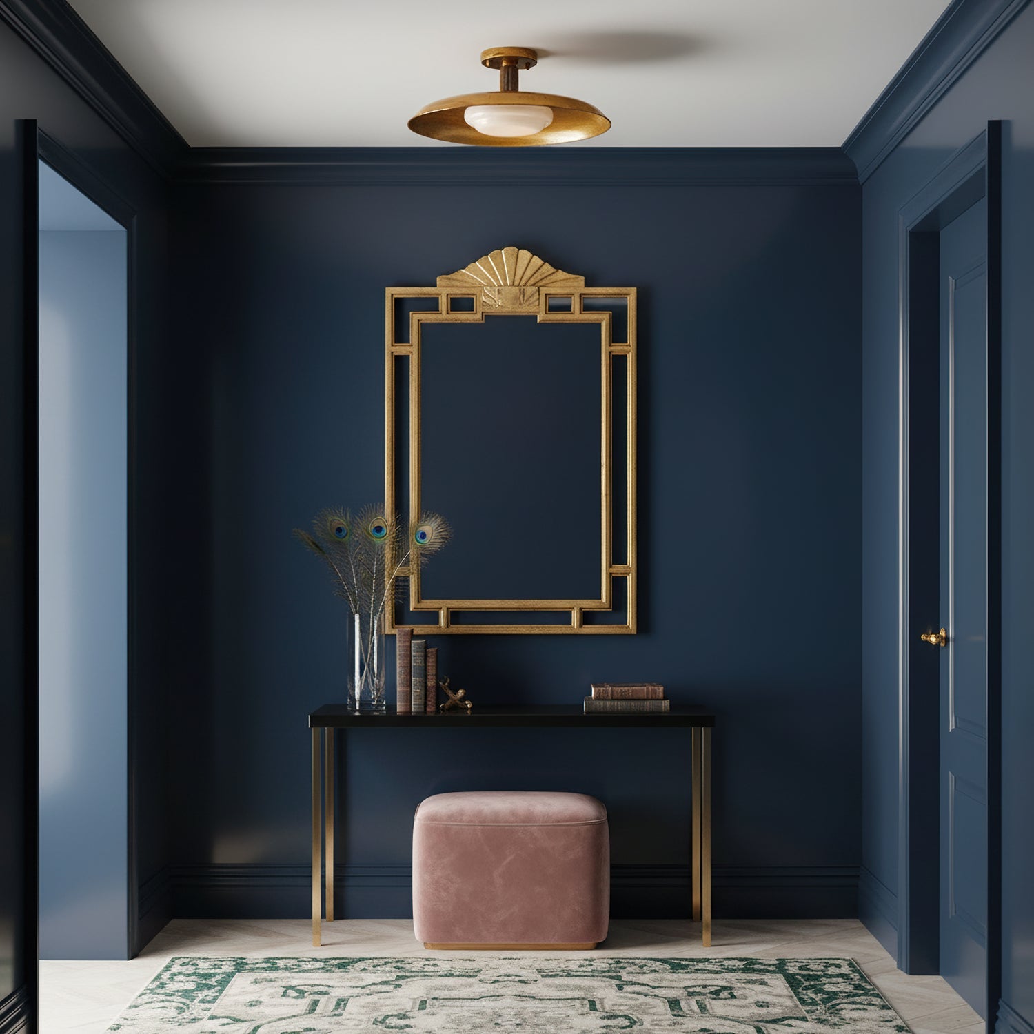 Draper Ceiling Lamp Antique Gold Modern Flush-Mount Light