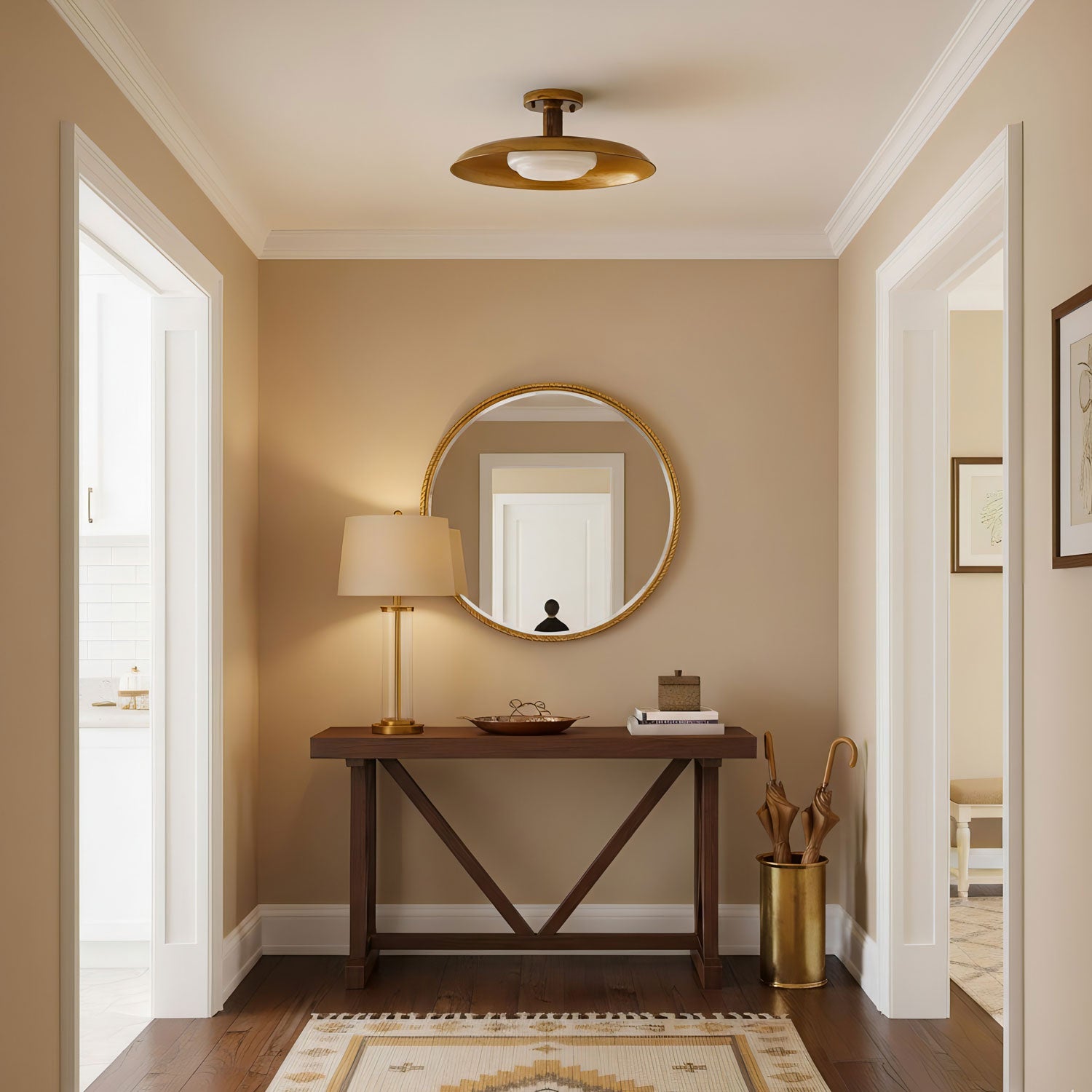 Draper Ceiling Lamp Antique Gold Modern Flush-Mount Light