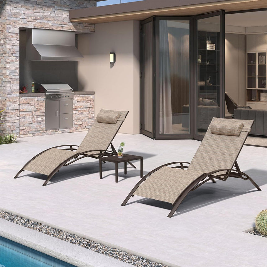 Outdoor Chaise Lounge Chair with Adjustable Backrest & Durable Aluminum Frame for Ultimate Backyard Relaxation