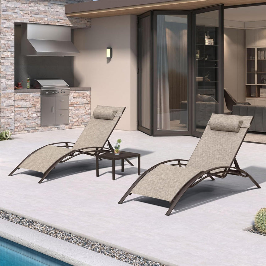 Outdoor Chaise Lounge Chair with Adjustable Backrest & Durable Aluminum Frame for Ultimate Backyard Relaxation