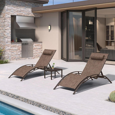 Outdoor Chaise Lounge Chair with Adjustable Backrest & Durable Aluminum Frame for Ultimate Backyard Relaxation