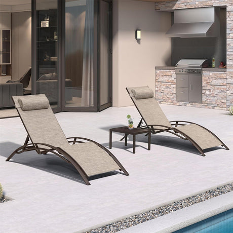 Outdoor Chaise Lounge Chair with Adjustable Backrest & Durable Aluminum Frame for Ultimate Backyard Relaxation