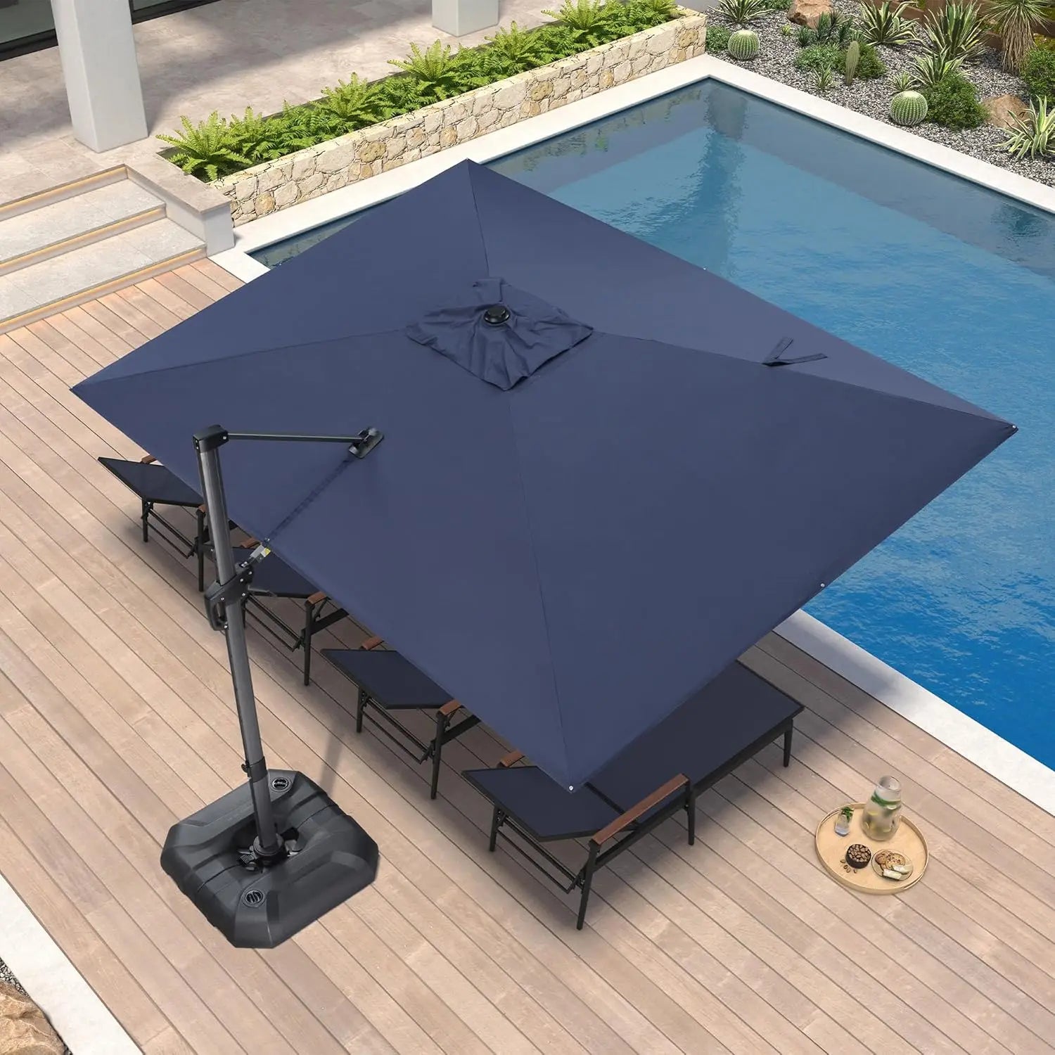 Outdoor Umbrella | 9' x 11.5' Cantilever Patio Umbrella with 360-Degree Rotation | Durable Aluminum Frame for Maximum Shade