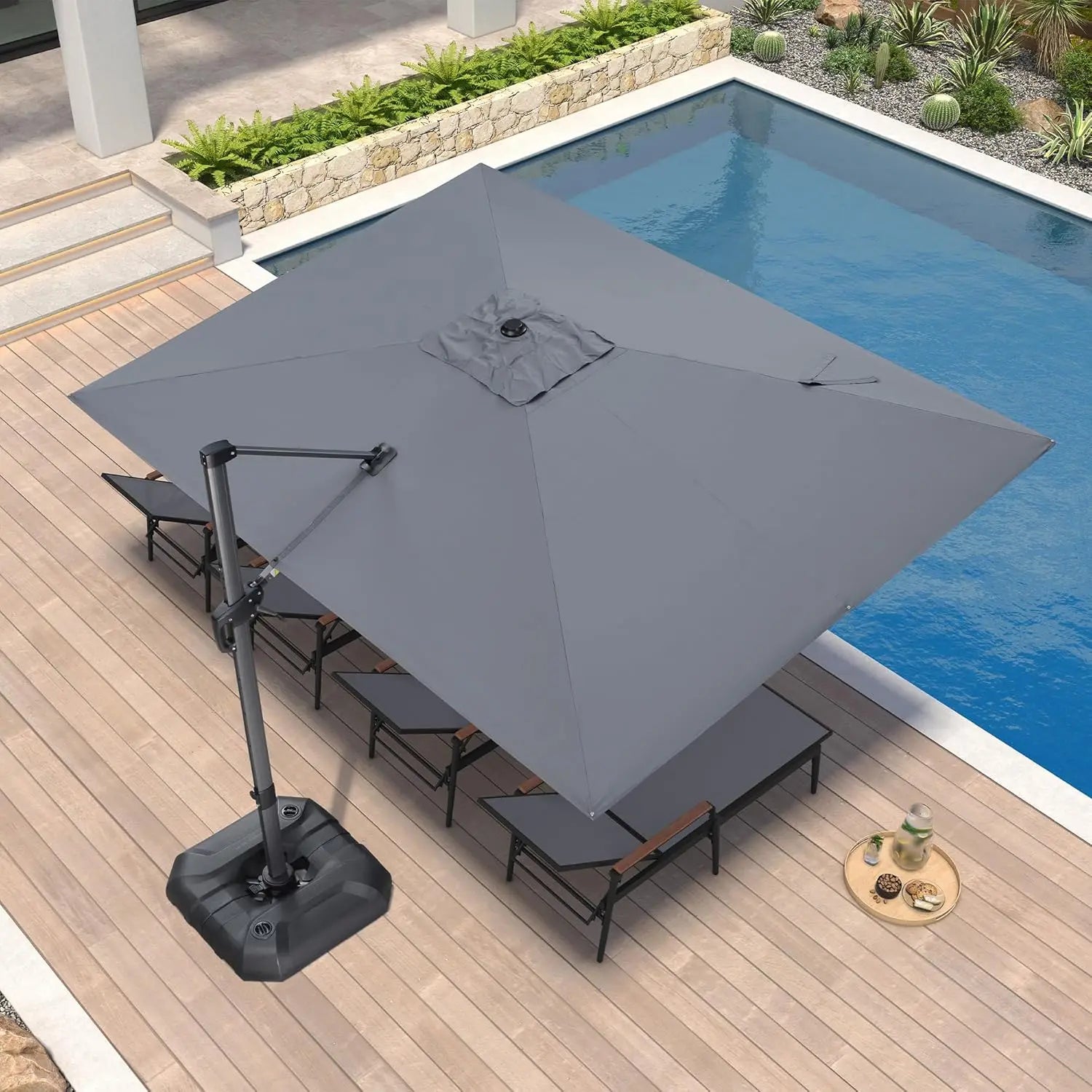 Outdoor Umbrella | 9' x 11.5' Cantilever Patio Umbrella with 360-Degree Rotation | Durable Aluminum Frame for Maximum Shade