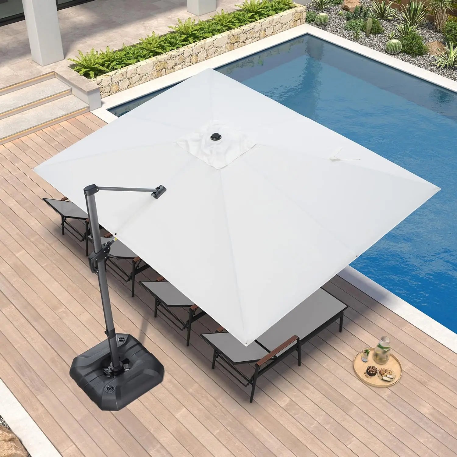 Outdoor Umbrella | 9' x 11.5' Cantilever Patio Umbrella with 360-Degree Rotation | Durable Aluminum Frame for Maximum Shade