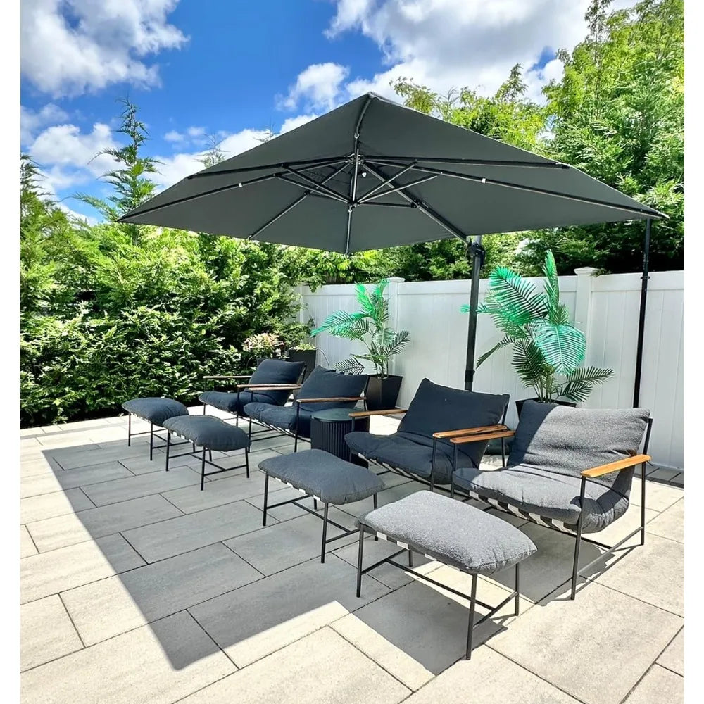 Outdoor Umbrella | 9' x 11.5' Cantilever Patio Umbrella with 360-Degree Rotation | Durable Aluminum Frame for Maximum Shade