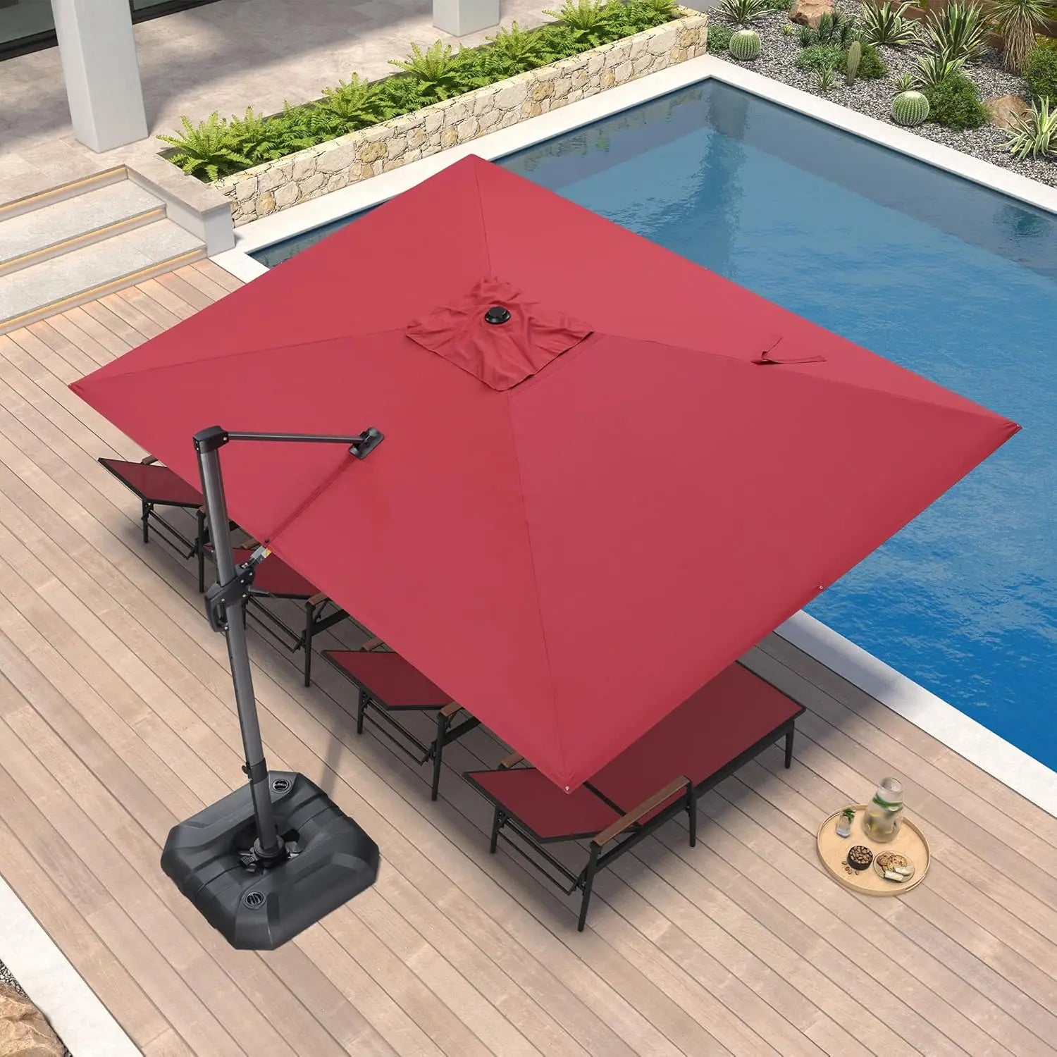 Outdoor Umbrella | 9' x 11.5' Cantilever Patio Umbrella with 360-Degree Rotation | Durable Aluminum Frame for Maximum Shade