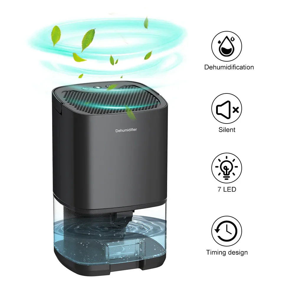Portable Dehumidifier | 1000ml Compact Design with Air Filter & Night Light | Ideal for Cleaner, Drier Air