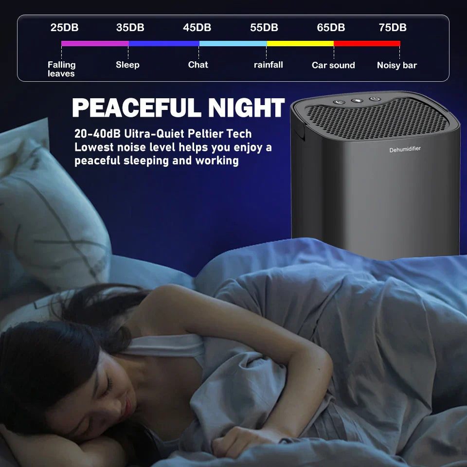 Portable Dehumidifier | 1000ml Compact Design with Air Filter & Night Light | Ideal for Cleaner, Drier Air